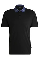 Mercerized-cotton slim-fit polo shirt with collar stripes