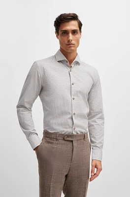 Casual-fit shirt structured cotton with spread collar