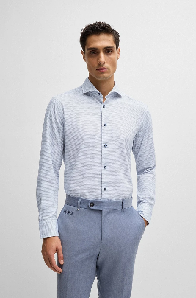 Casual-fit shirt structured cotton with spread collar