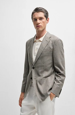 Slim-fit jacket checked silk and wool