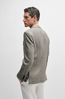 Slim-fit jacket checked silk and wool