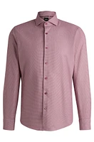 Casual-fit shirt structured cotton with spread collar