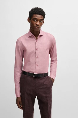 Casual-fit shirt structured cotton with spread collar