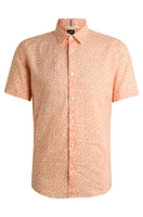 Slim-fit shirt printed stretch-linen chambray