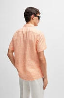 Slim-fit shirt printed stretch-linen chambray