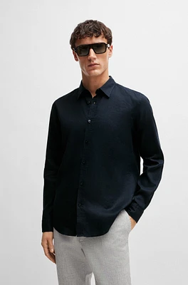 Slim-fit shirt stretch-linen chambray