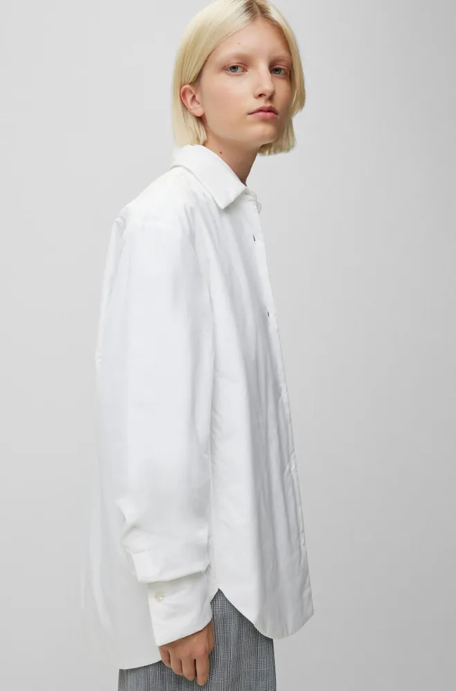 Oversize, padded cotton-poplin shirt jacket