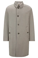 Water-repellent coat micro-patterned virgin wool