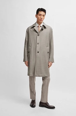 Water-repellent coat micro-patterned virgin wool