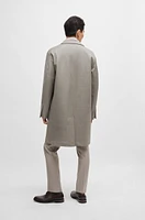 Water-repellent coat micro-patterned virgin wool