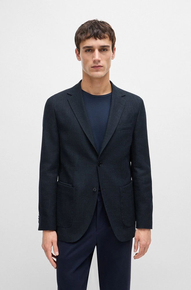 Regular-fit jacket a herringbone stretch-cotton blend