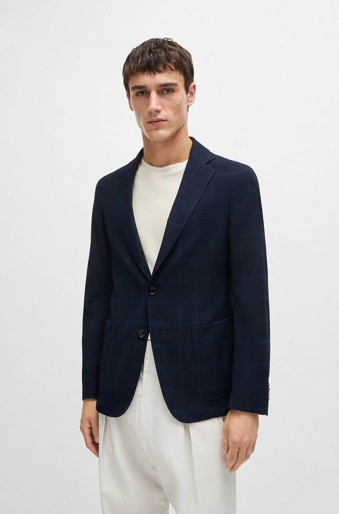 Slim-fit jacket checked stretch cloth