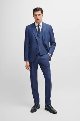 Regular-fit three-piece suit melange virgin wool