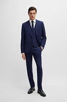 Slim-fit three-piece suit checked stretch fabric