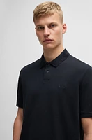 Cotton-piqué polo shirt with camouflage-print trims