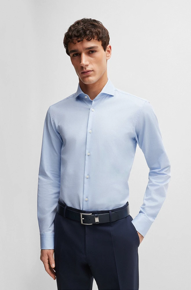 Regular-fit shirt structured easy-iron stretch cotton