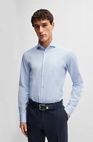 Regular-fit shirt structured easy-iron stretch cotton