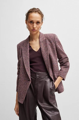 BOSS - Regular-fit jacket herringbone tweed blended with silk Patterned