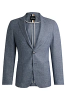 Slim-fit jacket patterned virgin wool and linen