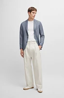 Slim-fit jacket patterned virgin wool and linen