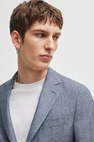 Slim-fit jacket patterned virgin wool and linen