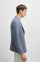 Slim-fit jacket patterned virgin wool and linen