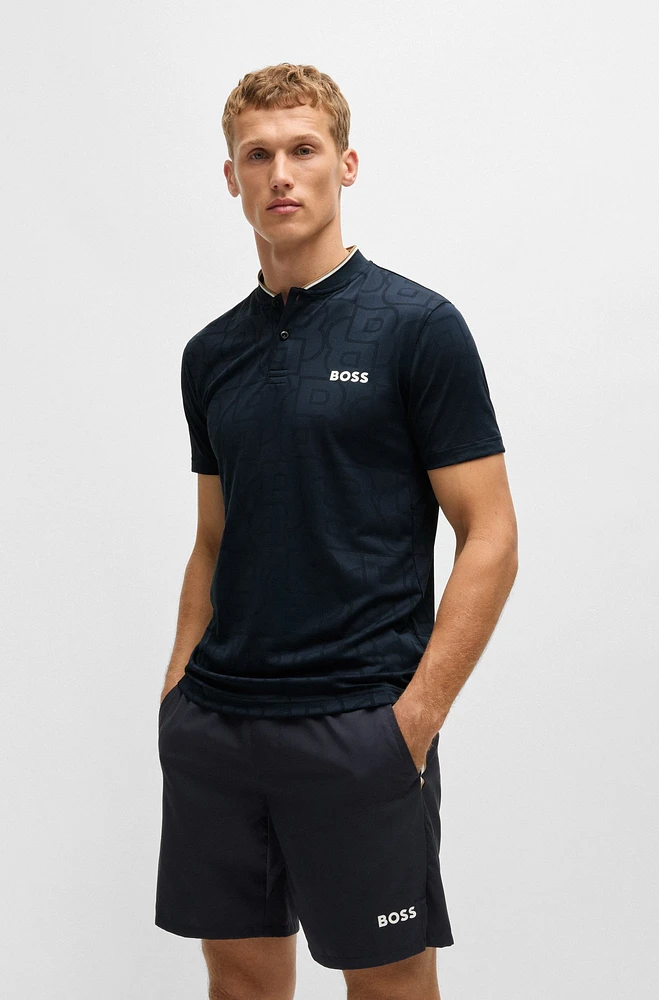 BOSS x Matteo Berrettini polo shirt monogram-mesh jacquard