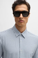 Slim-fit shirt printed performance-stretch fabric