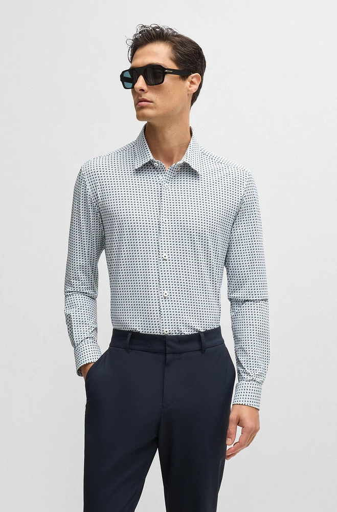 Slim-fit shirt printed performance-stretch fabric