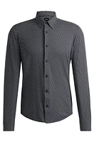 Slim-fit shirt monogram-print performance-stretch material