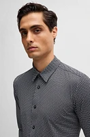 Slim-fit shirt monogram-print performance-stretch material