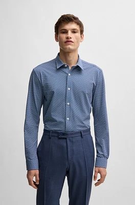 Slim-fit shirt monogram-print performance-stretch material