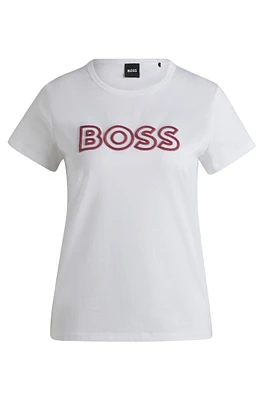 Mercerized-cotton T-shirt with logo detail