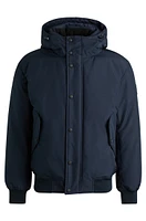 Water-repellent parka jacket with polar-fleece collar lining