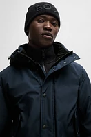 Water-repellent parka jacket with polar-fleece collar lining