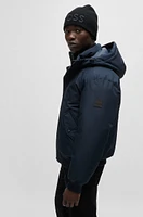 Water-repellent parka jacket with polar-fleece collar lining