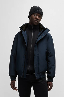 Water-repellent parka jacket with polar-fleece collar lining