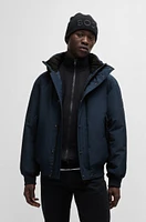 Water-repellent parka jacket with polar-fleece collar lining