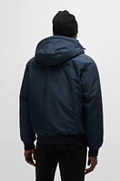 Water-repellent parka jacket with polar-fleece collar lining