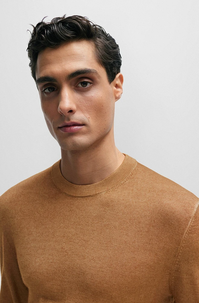 Regular-fit sweater 100% cashmere with ribbed cuffs