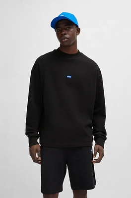 Cotton-terry sweatshirt with blue logo label