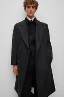 BOSS - Double-breasted, regular-fit coat a wool blend Dark Grey