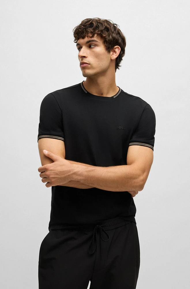 Stretch-cotton regular-fit T-shirt with contrast logo