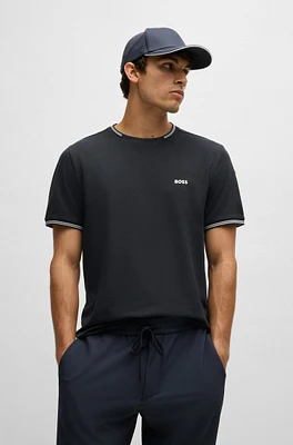 Stretch-cotton regular-fit T-shirt with contrast logo