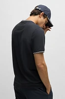 Stretch-cotton regular-fit T-shirt with contrast logo