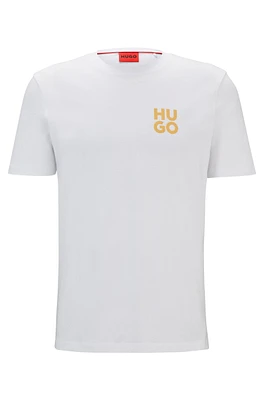 Cotton-jersey T-shirt with stacked logo print