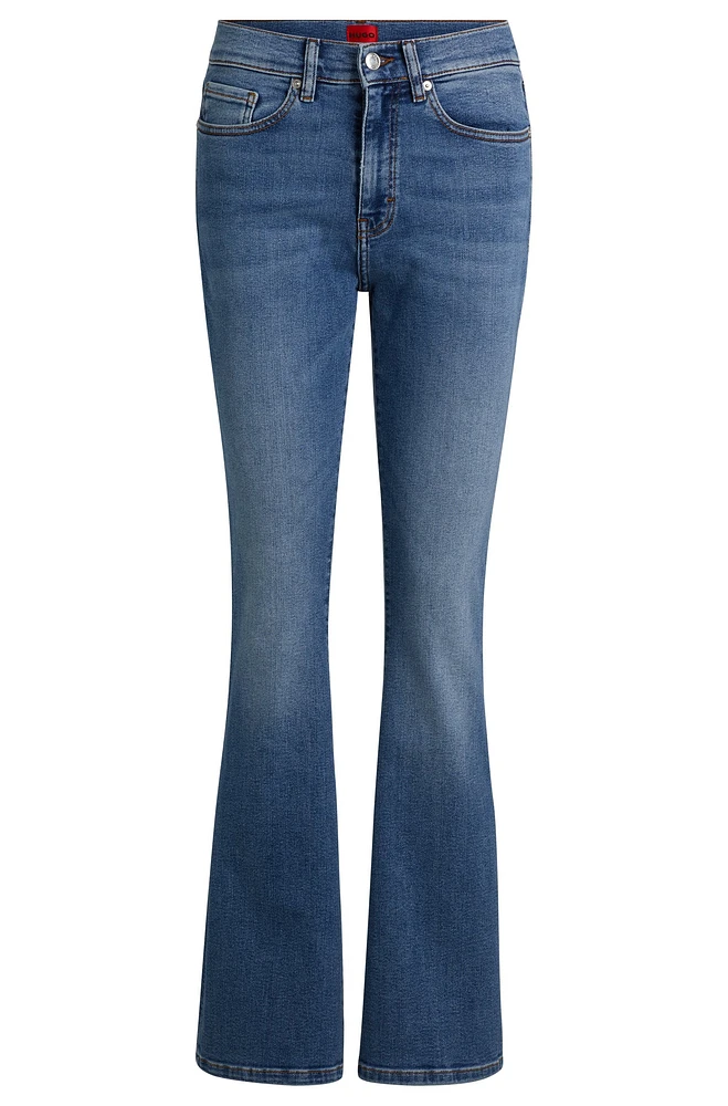 Skinny-fit flared jeans blue super-stretch denim