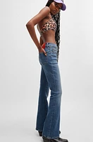 Skinny-fit flared jeans blue super-stretch denim