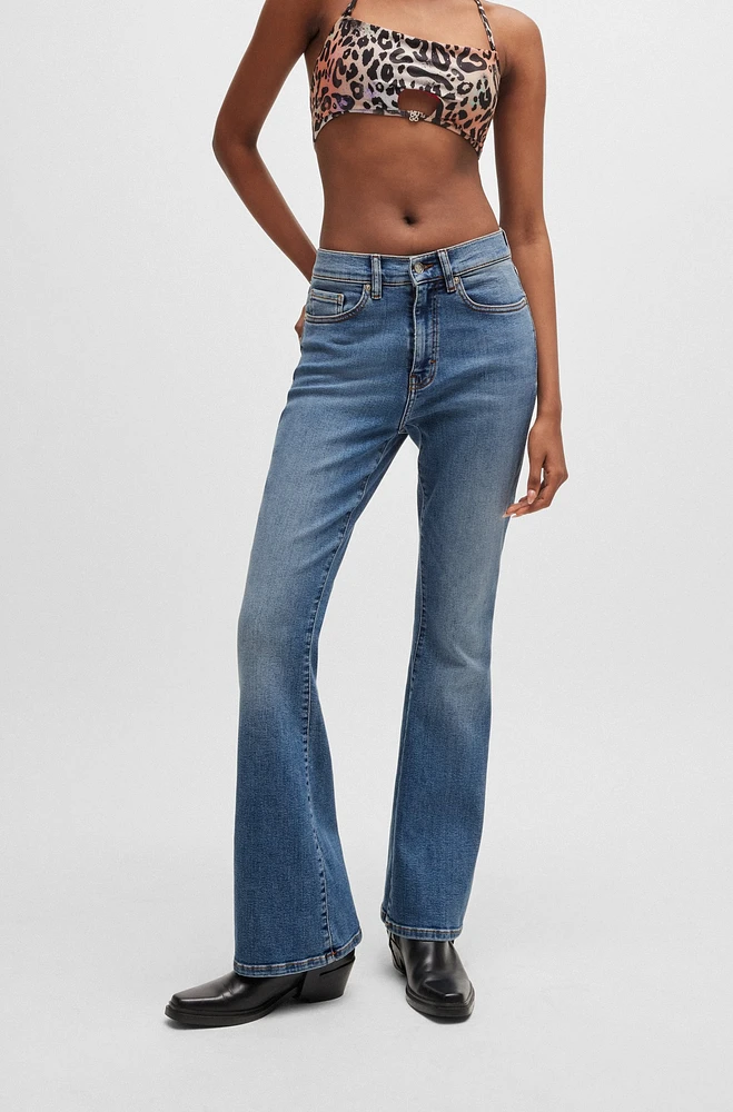 Skinny-fit flared jeans blue super-stretch denim