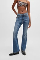 Skinny-fit flared jeans blue super-stretch denim